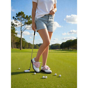 NWT Top Flite Women's Golf Shoes, White and Pink Saddle Style Size :8